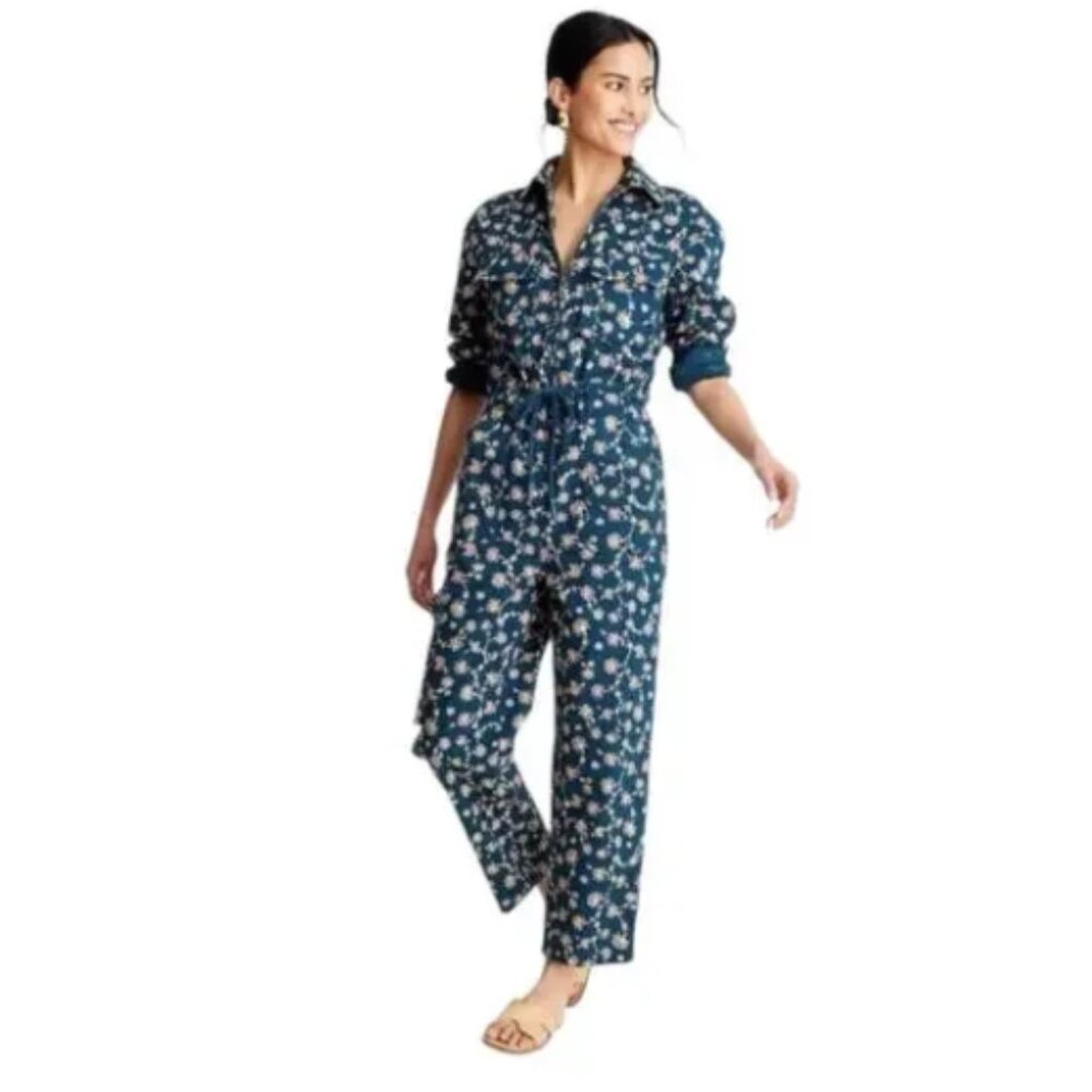 Women's Floral Print Long Sleeve Jumpsuit - Future Collective Jenny Lopez Sz 14